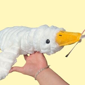 Petlou 17" White Duck Dog Toy w Squeaker Crinkle Farm Friends Quilted Goose NEW